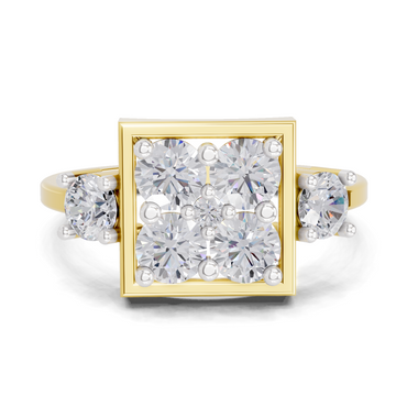 0.95 Carat Crystal Court Promise Engagement Ring | 14K Yellow Gold