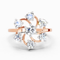0.86 Ct Round Swirl Cluster Ring | 14K Rose Gold