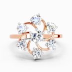 0.86 Ct Round Swirl Cluster Ring | 14K Rose Gold