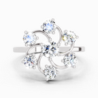 0.86 Ct Round Swirl Cluster Ring | 14K White Gold