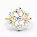 0.86 Ct Round Swirl Cluster Ring | 14K Yellow Gold