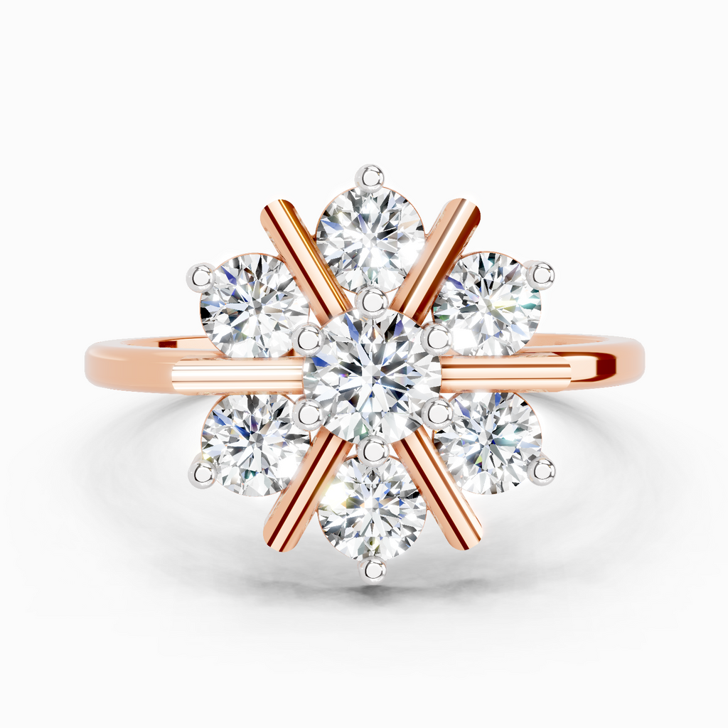 0.9 Ct Round Starburst Ring | 14K Rose Gold