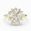 0.9 Ct Round Starburst Ring | 14K Yellow Gold