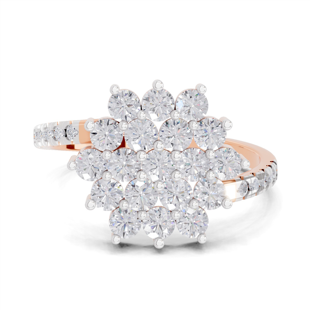 0.93 Carat Snowfall Cluster Promise Engagement Ring | 14K Rose Gold