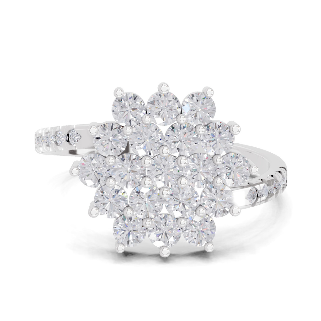 0.93 Carat Snowfall Cluster Promise Engagement Ring | 14K White Gold