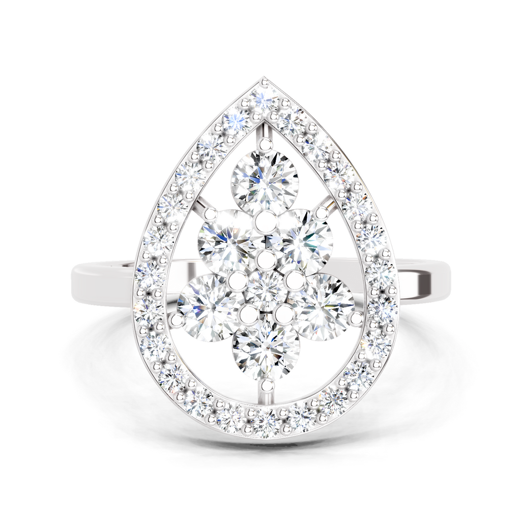 1.01 CT Round Cluster Diamond Ring | 14K White Gold
