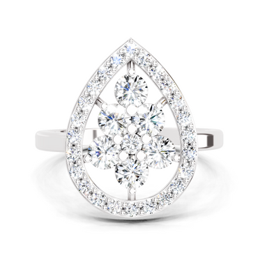 1.01 CT Round Cluster Diamond Ring | 14K White Gold
