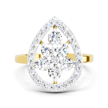 1.01 CT Round Cluster Diamond Ring | 14K Yellow Gold