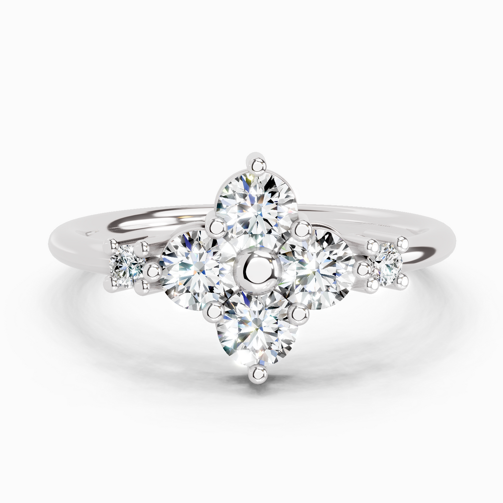 0.71 Ct Cluster Ring | 14K White Gold