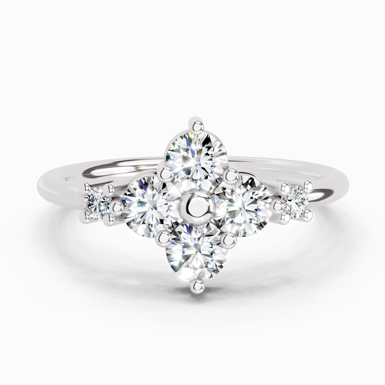 0.71 Ct Cluster Ring | 14K White Gold