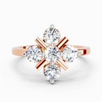 0.80 Ct Round Shape Cluster Ring | 14K Rose Gold
