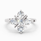 0.80 Ct Round Shape Cluster Ring | 14K White Gold