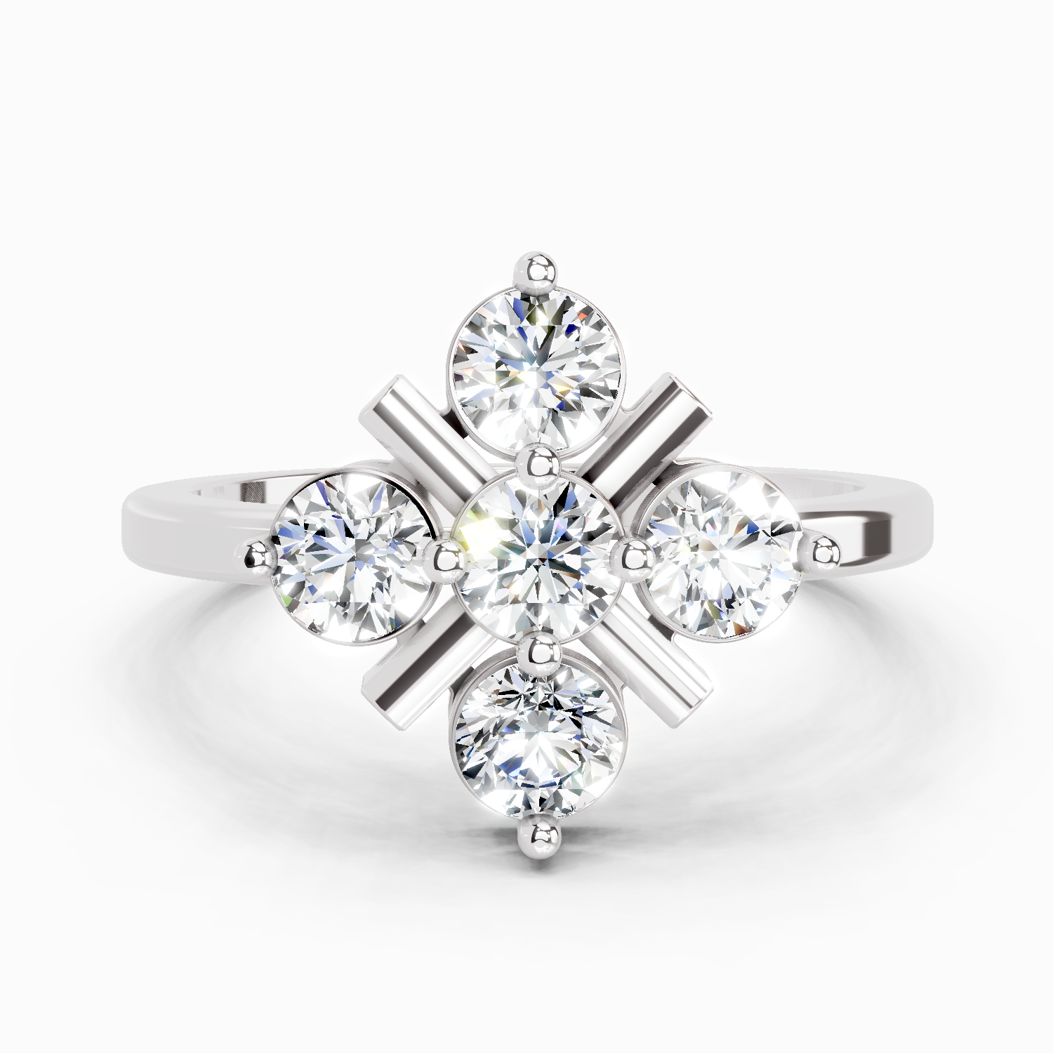 0.80 Ct Round Shape Cluster Ring | 14K White Gold