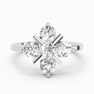 0.80 Ct Round Shape Cluster Ring | 14K White Gold