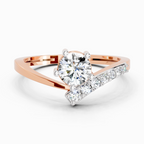 0.61 Ct Twist Bypass Diamond Ring | 14K Rose Gold