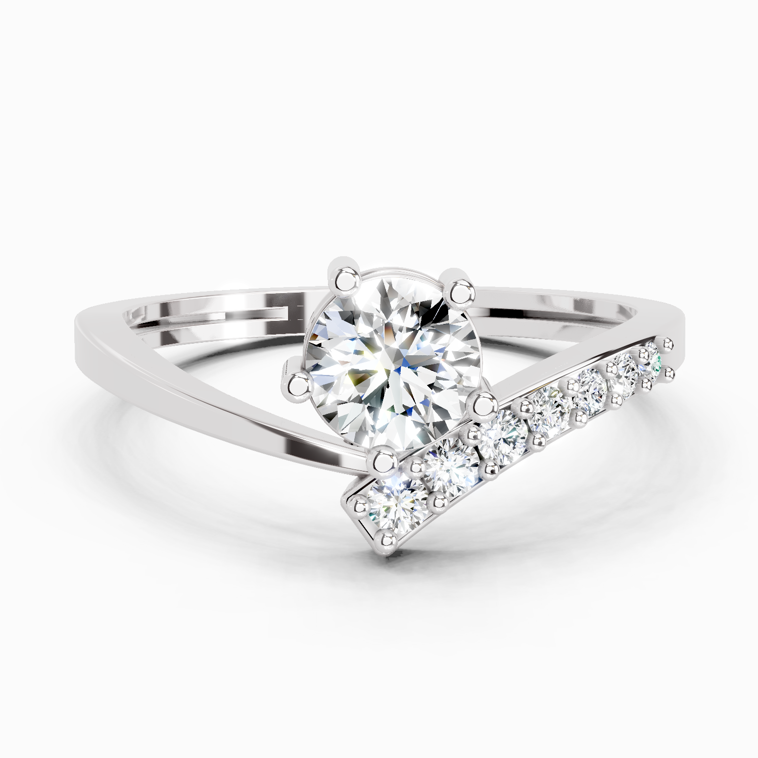 0.61 Ct Twist Bypass Diamond Ring | 14K White Gold