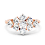 0.77 Carat Round Shape Cluster Diamond Ring | 14K Rose Gold