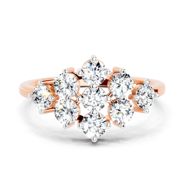 0.77 Carat Round Shape Cluster Diamond Ring | 14K Rose Gold