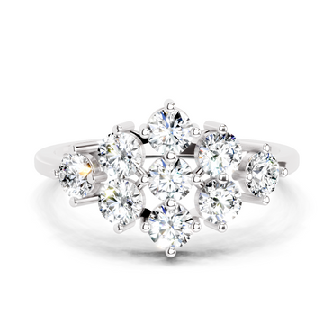 0.77 Carat Round Shape Cluster Diamond Ring | 14K White Gold