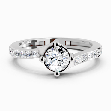0.76 Carat Round Shape Diamond Engagement Ring | 14K White Gold