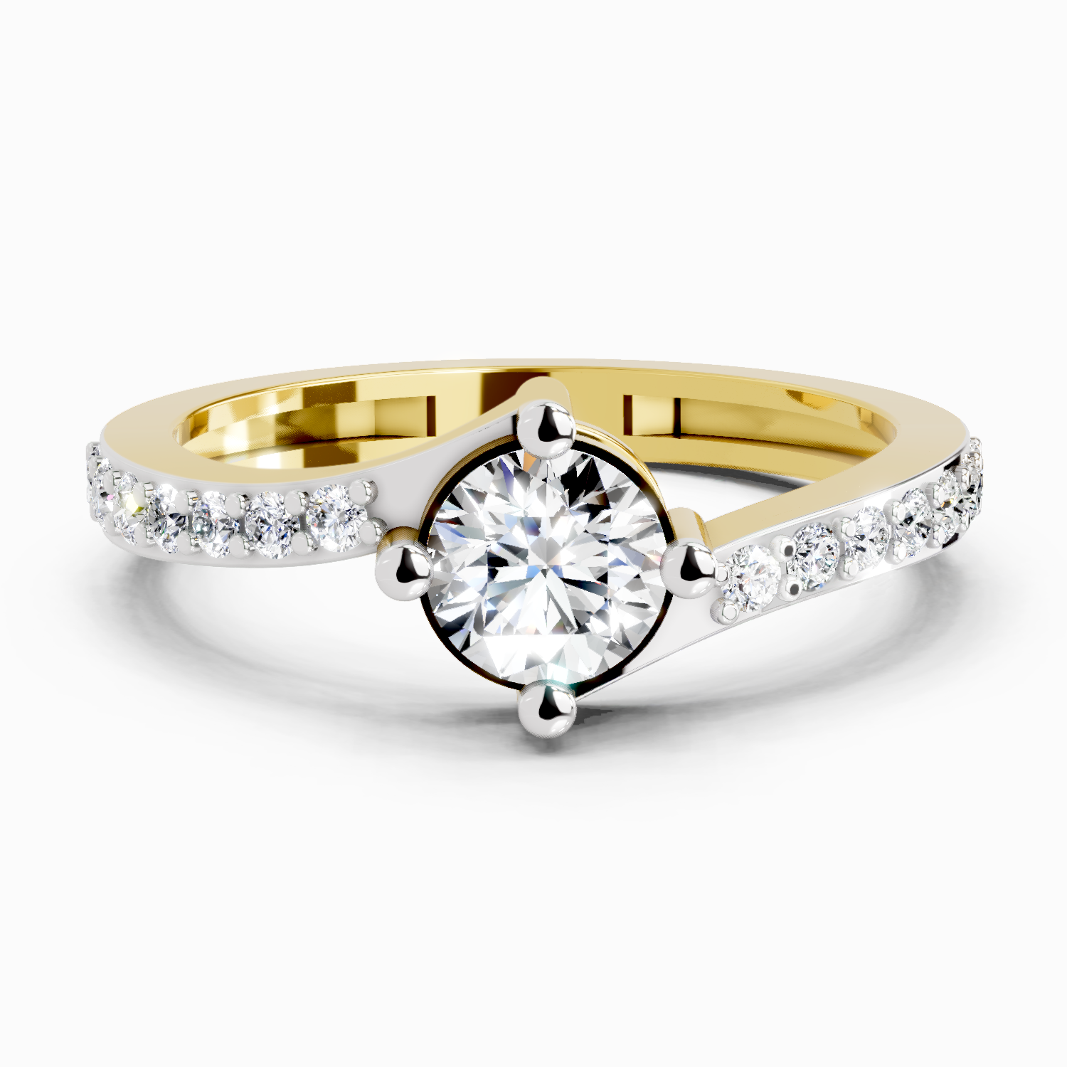 0.76 Carat Round Shape Diamond Engagement Ring | 14K Yellow Gold