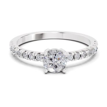 0.67 Ct Round Shape Solitaire Diamond Ring | 14K White Gold