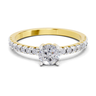 0.67 Ct Round Shape Solitaire Diamond Ring | 14K Yellow Gold