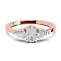 0.60 Carat Three-Stone Oval & Pear Diamond Engagement Ring | 14K Rose Gold