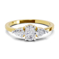 0.60 Carat Three-Stone Oval & Pear Diamond Engagement Ring | 14K Yellow Gold