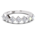 0.63 Ct Princess Shape 7 Stone Diamond Band Ring | 14K White Gold