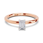 0.4 Carat Emerald Shape Solitaire Diamond Engagement Ring | 14K Rose Gold