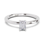 0.4 Carat Emerald Shape Solitaire Diamond Engagement Ring | 14K White Gold