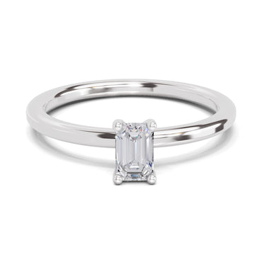 0.4 Carat Emerald Shape Solitaire Diamond Engagement Ring | 14K White Gold