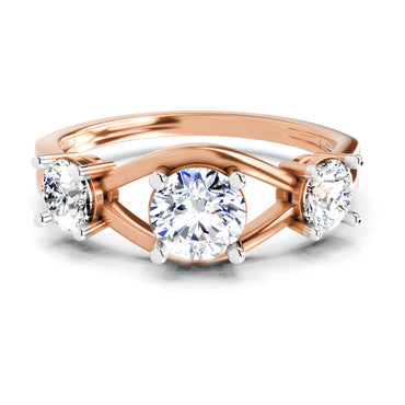 3 Stone 1 Ct  Round Shape Diamond | 14K Rose Gold