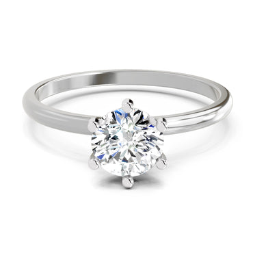 6 Prong Solitaire Ring | 14K White Gold