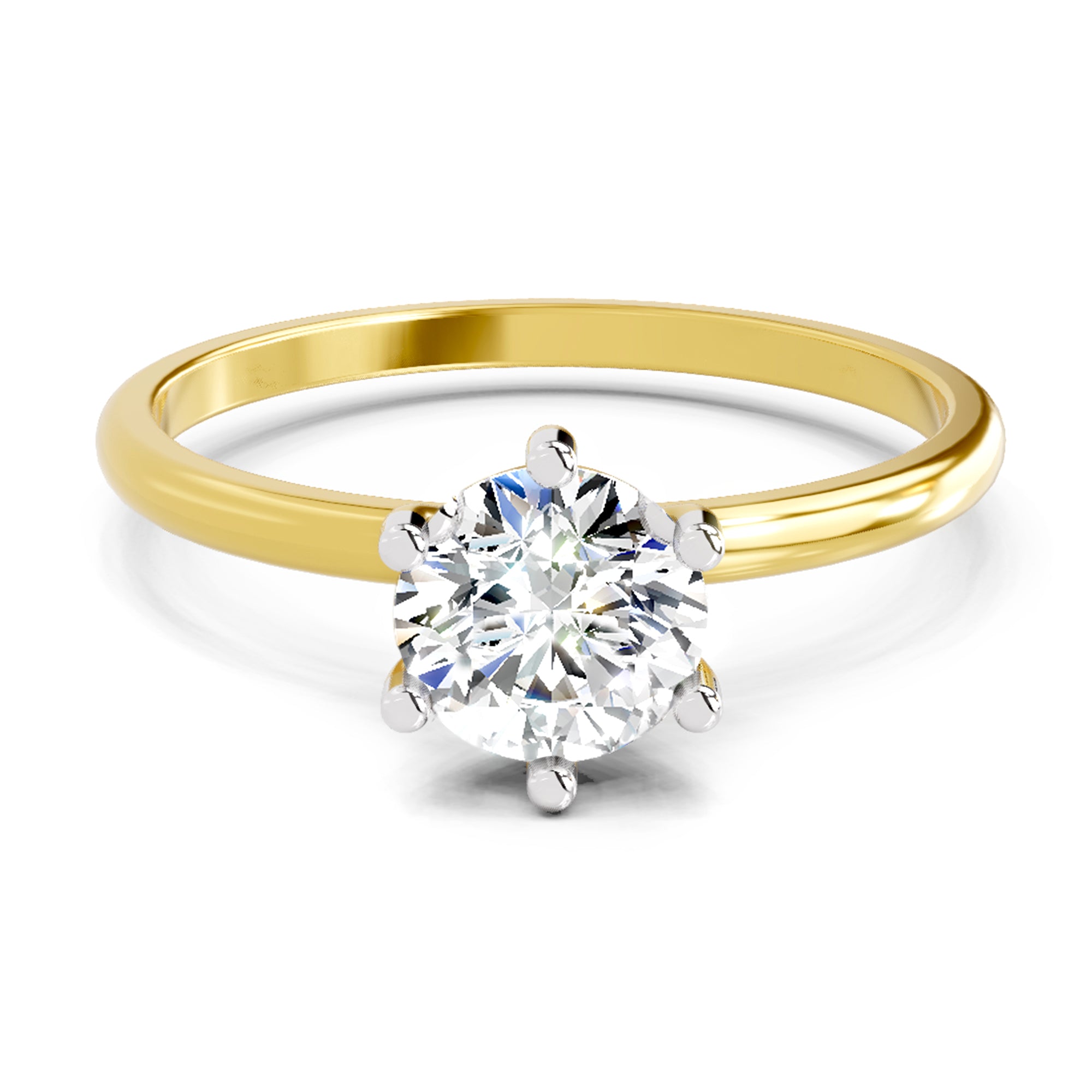 6 Prong Solitaire 0.75 Ct  Round Shape Diamond | 14K Yellow Gold