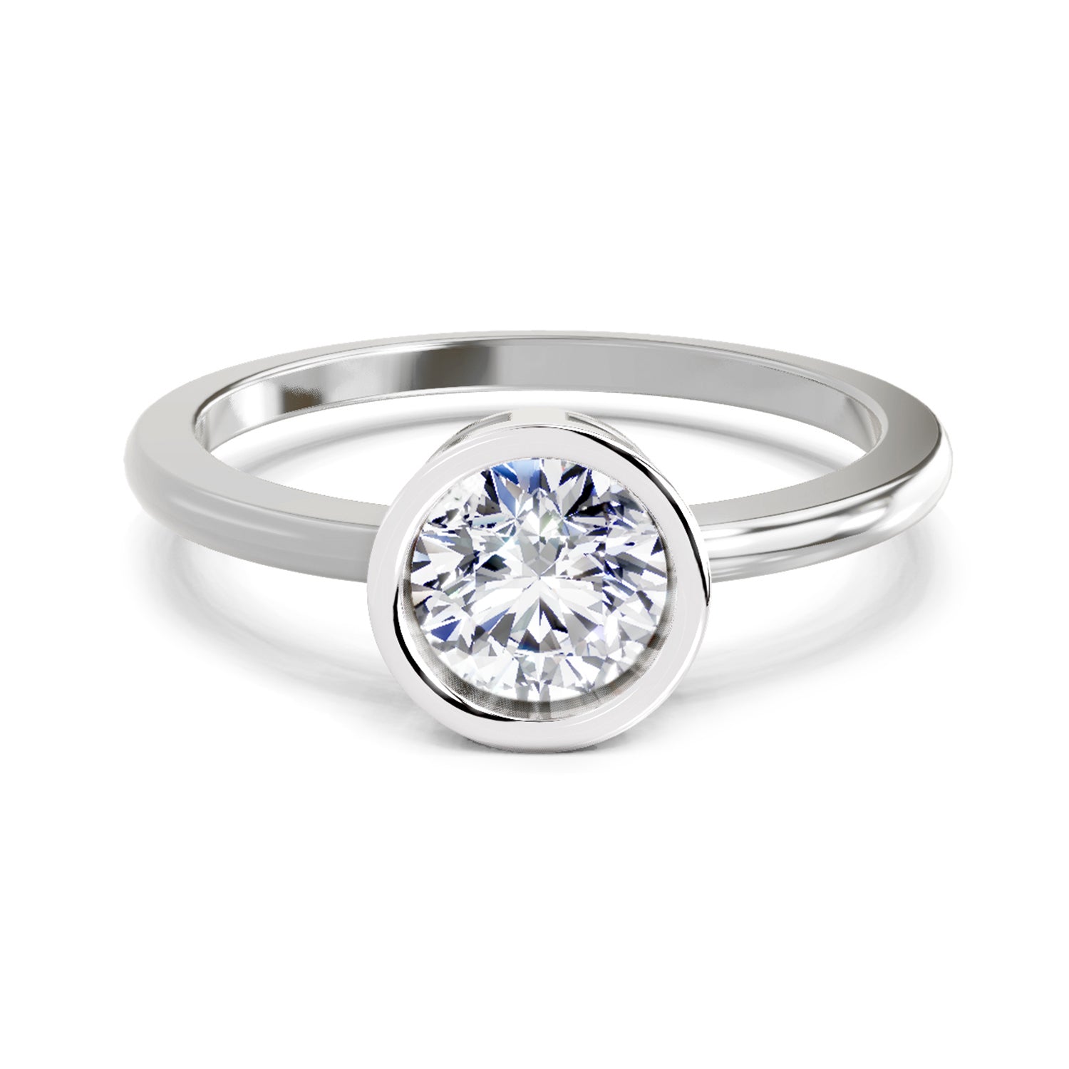 Bezel Solitaire Ring | 14K White Gold