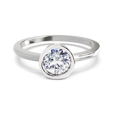 Bezel Solitaire Ring | 14K White Gold