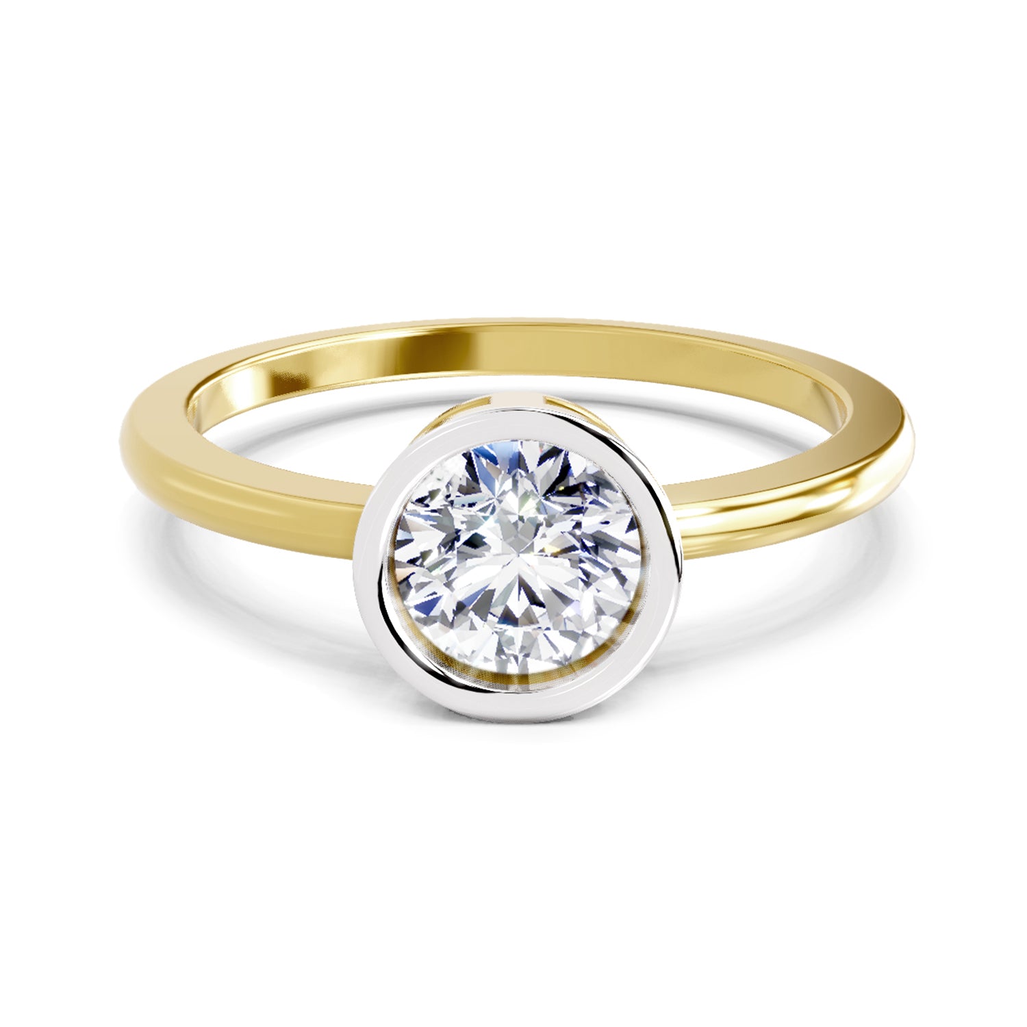 Bezel Solitaire 0.75 Ct  Round Shape Diamond | 14K Yellow Gold