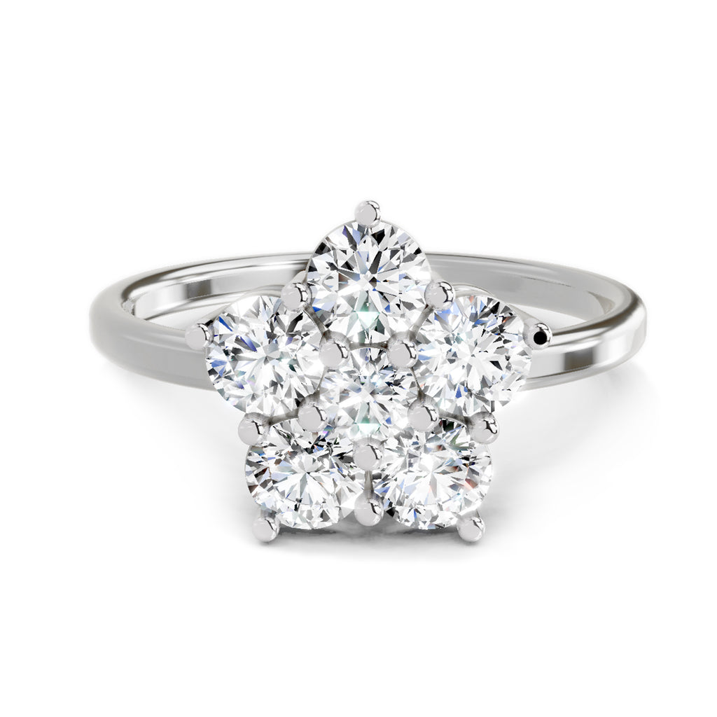 1.13 Ct Floral Ring |  14K White Gold