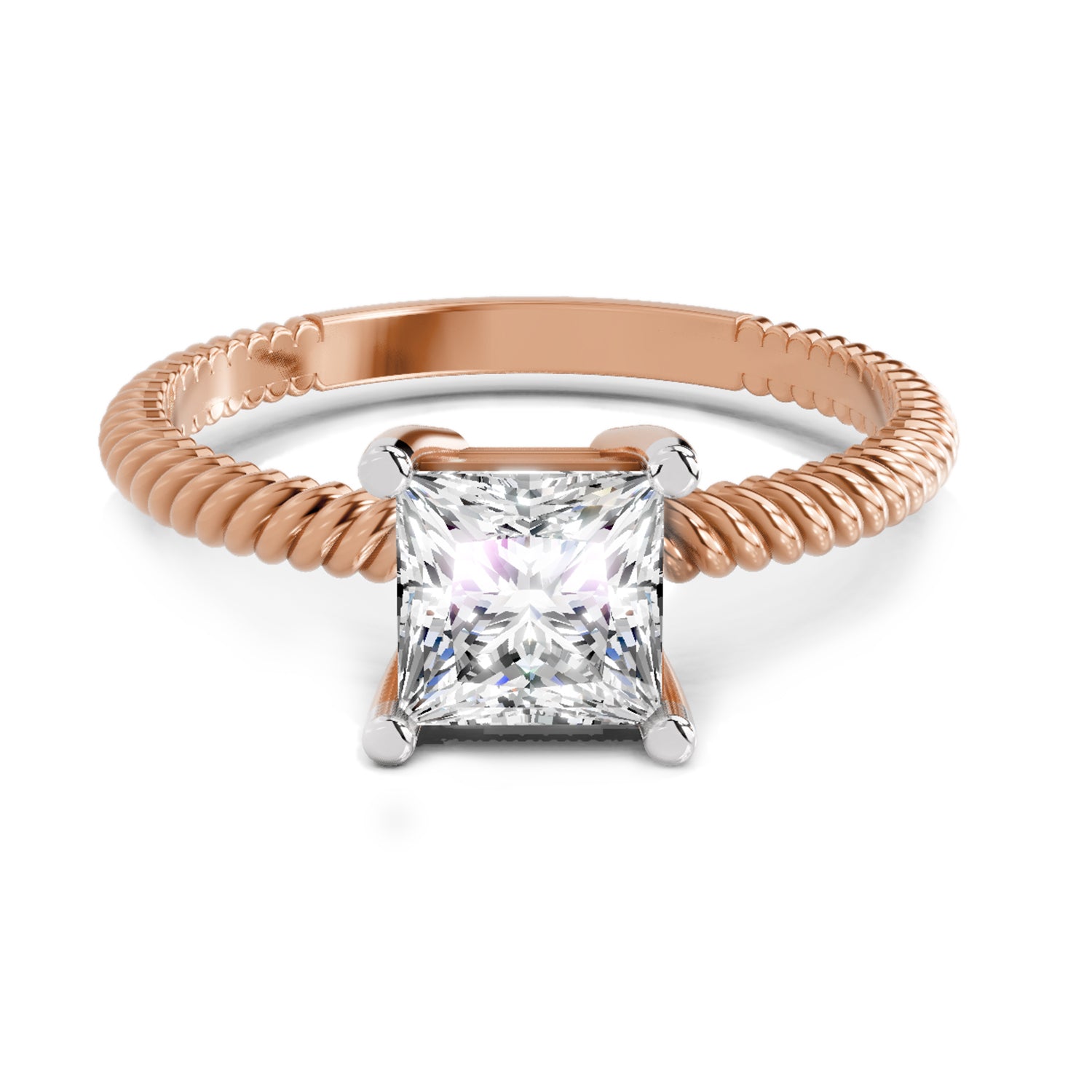 1 Ct Square Ring |  14K Rose Gold