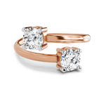 1 Ct Round Shape Diamond Two-Stone Open Ring | 14K Rose Gold