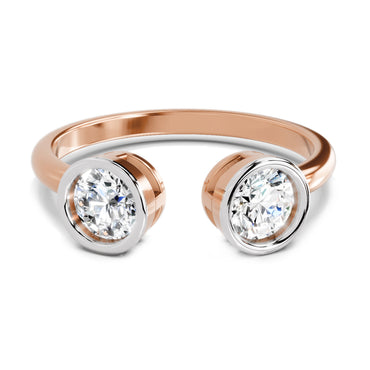 2 Stone Open 1 Ct Round Shape Diamond | 14K Rose Gold