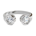 2 Stone Open 1 Ct Round Shape Diamond | 14K White Gold