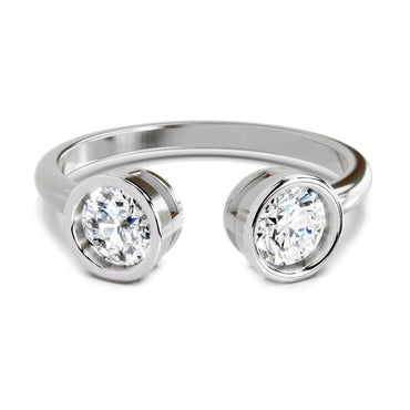 2 Stone Open 1 Ct Round Shape Diamond | 14K White Gold