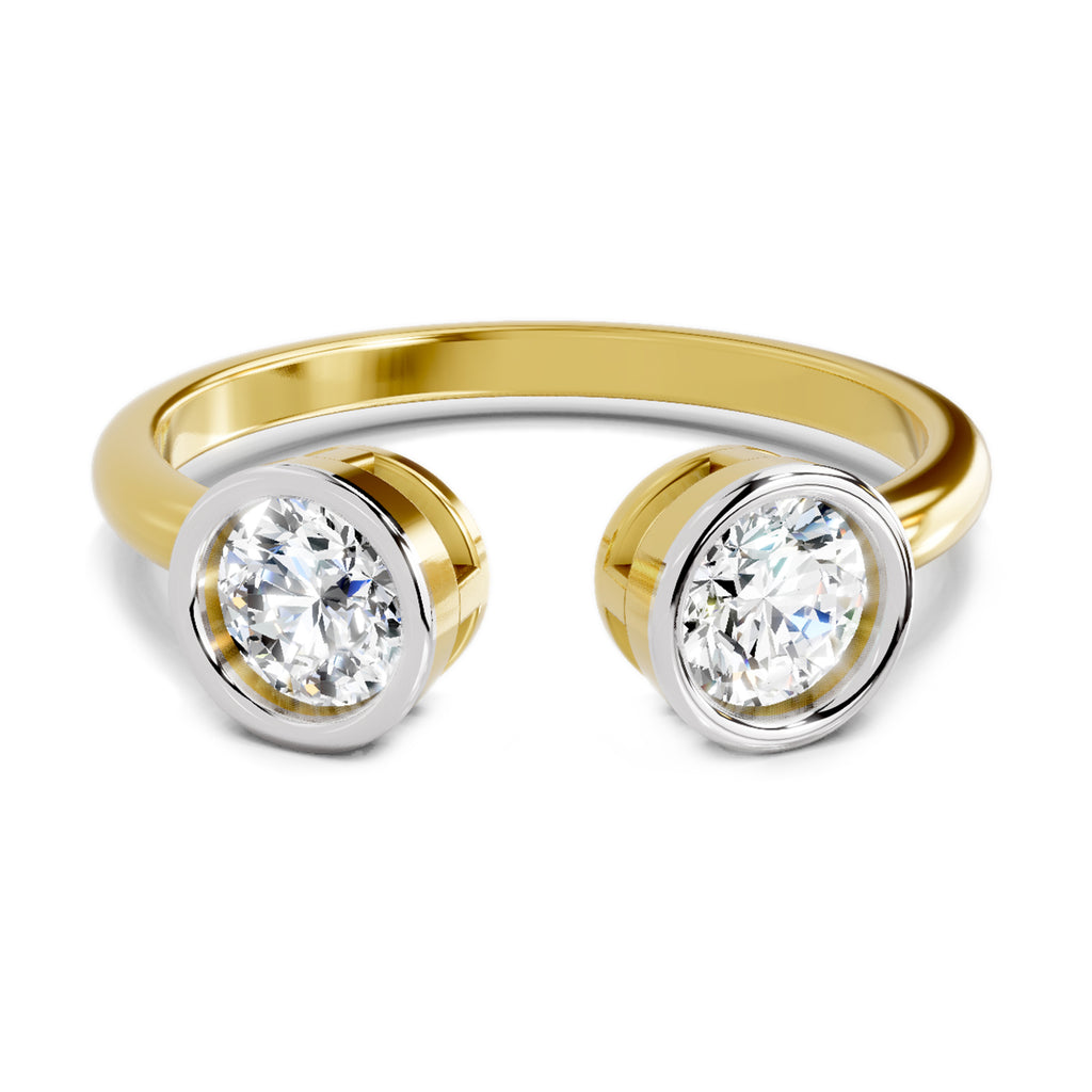 2 Stone Open 1 Ct Round Shape Diamond | 14K Yellow Gold