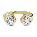 2 Stone Open 1 Ct Round Shape Diamond | 14K Yellow Gold