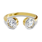 2 Stone Open 1 Ct Round Shape Diamond | 14K Yellow Gold