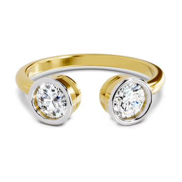 2 Stone Open 1 Ct Round Shape Diamond | 14K Yellow Gold