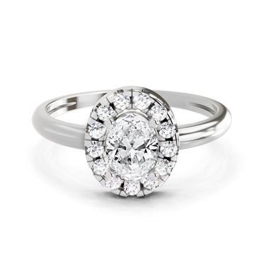 0.75 Oval Shape Diamond | 14K White Gold